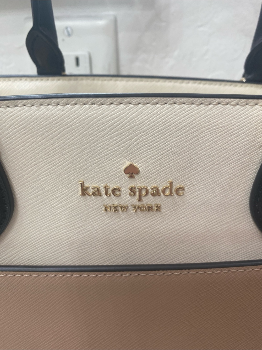 kate spade Two-Tone Cream & Beige Satchel with Black Handles - Picture 8 of 8